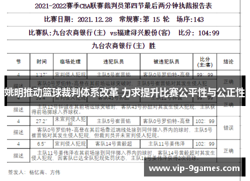 姚明推动篮球裁判体系改革 力求提升比赛公平性与公正性 姚明推动篮球裁判体系改革 力求提升比赛公平性与公正性